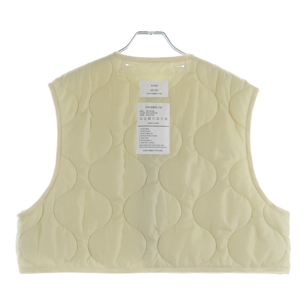 HYKE(ハイク) 22AW QUILTED CROPPED VEST キルティングベスト レディース クリーム 17362