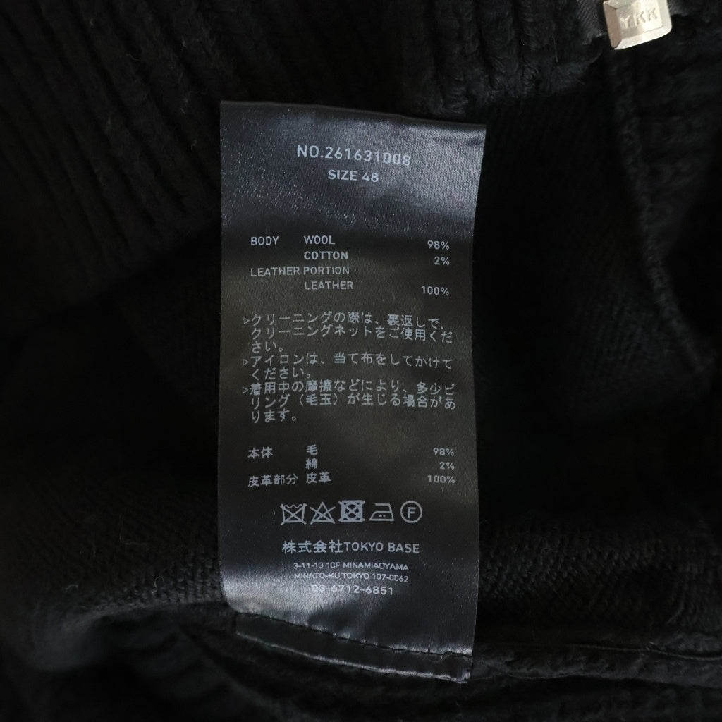 NO BRAND(ノーブランド) THE PERMANENT EYE（ザ パーマネントアイ）Wool Middle Gauge Drivers Knit ウール ミドルゲージ ドライバーズ ニット ブラック 261631008