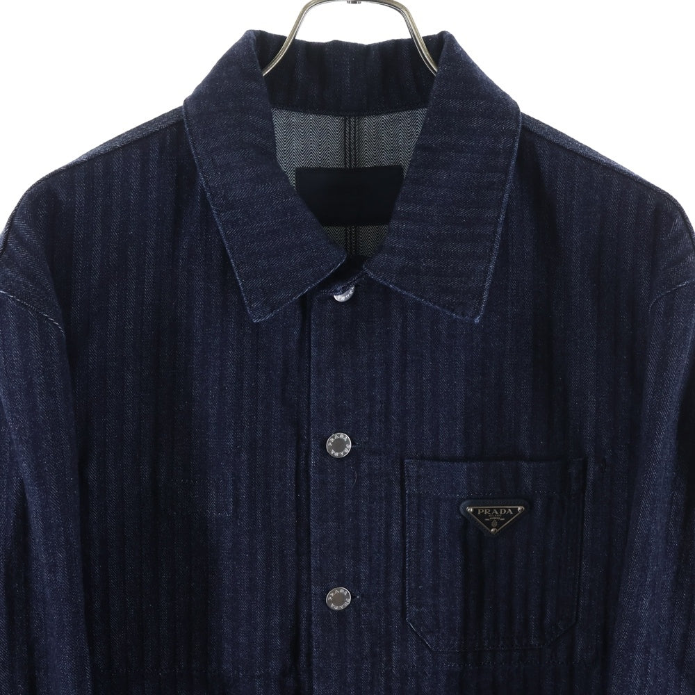 PRADA(プラダ) 24SS トライアングルロゴプレート シャンブレー デニム ジャケット インディゴ GEB254