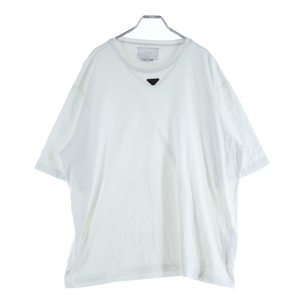 PRADA(プラダ) 23SS ラウンドネック トライアングルロゴプレート 半袖Tシャツ カットソー ホワイト UJN861
