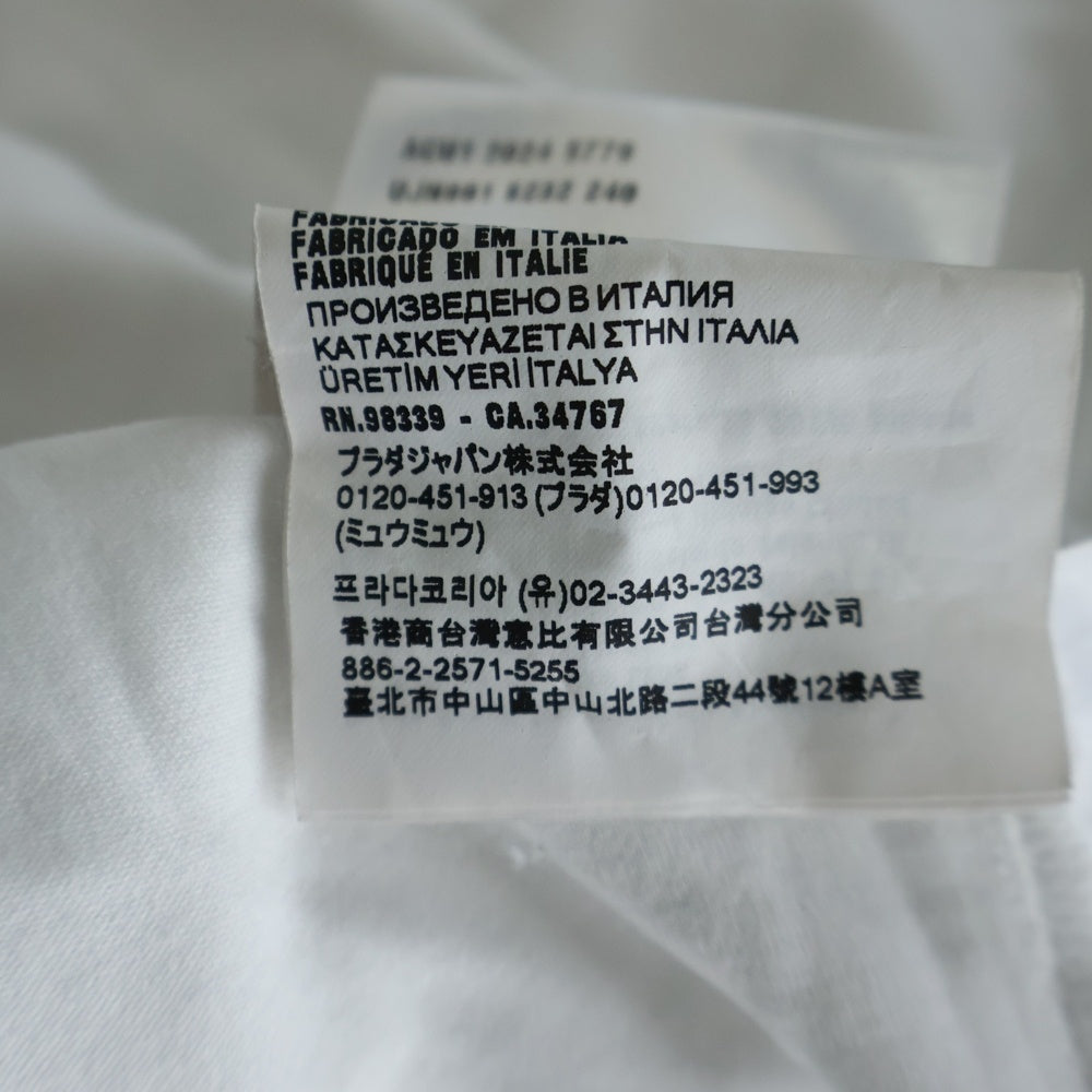 PRADA(プラダ) 23SS ラウンドネック トライアングルロゴプレート 半袖Tシャツ カットソー ホワイト UJN861