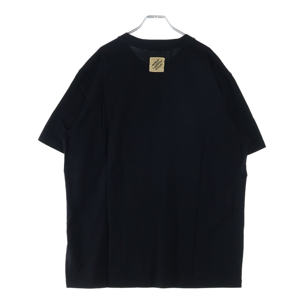 LOUIS VUITTON(ルイヴィトン) 25AW エンブロイダード シグネチャー ストロー ロゴ刺繍 クルーネック 半袖Tシャツ カットソー ブラック RM252MM NPG HTY21W
