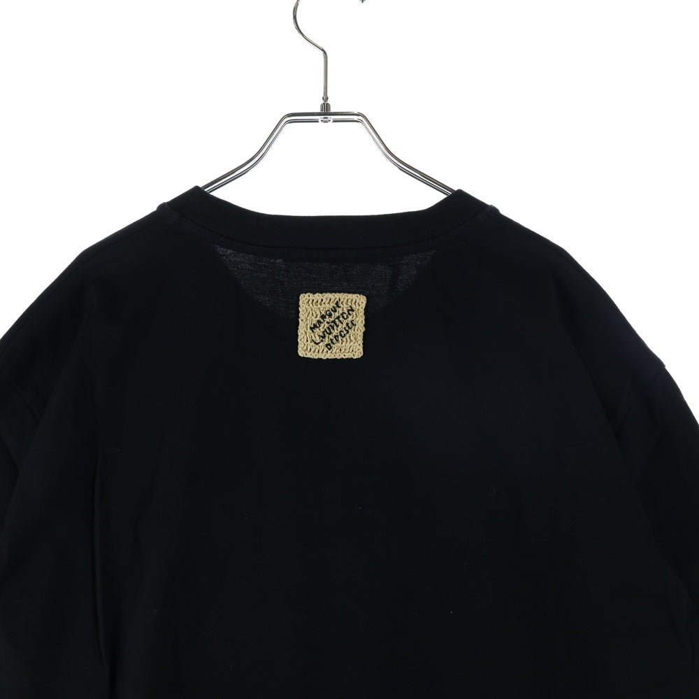 LOUIS VUITTON(ルイヴィトン) 25AW エンブロイダード シグネチャー ストロー ロゴ刺繍 クルーネック 半袖Tシャツ カットソー ブラック RM252MM NPG HTY21W