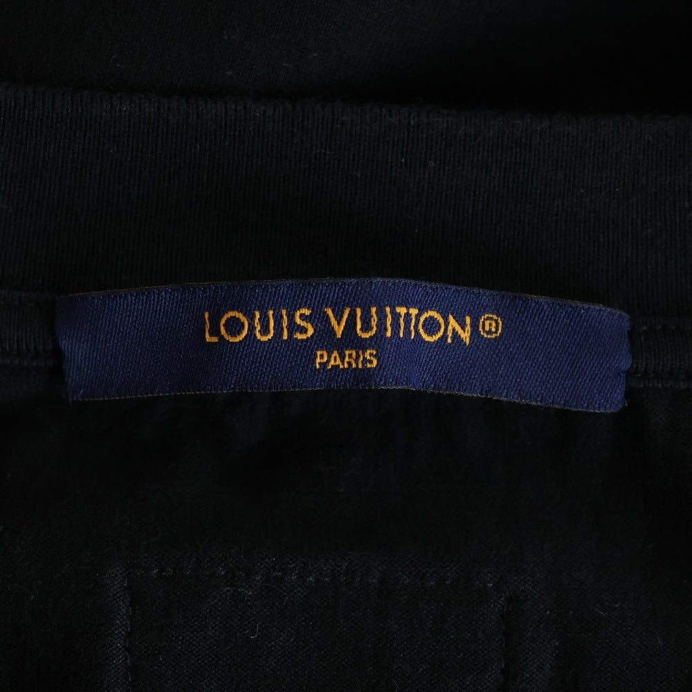 LOUIS VUITTON(ルイヴィトン) 25AW エンブロイダード シグネチャー ストロー ロゴ刺繍 クルーネック 半袖Tシャツ カットソー ブラック RM252MM NPG HTY21W