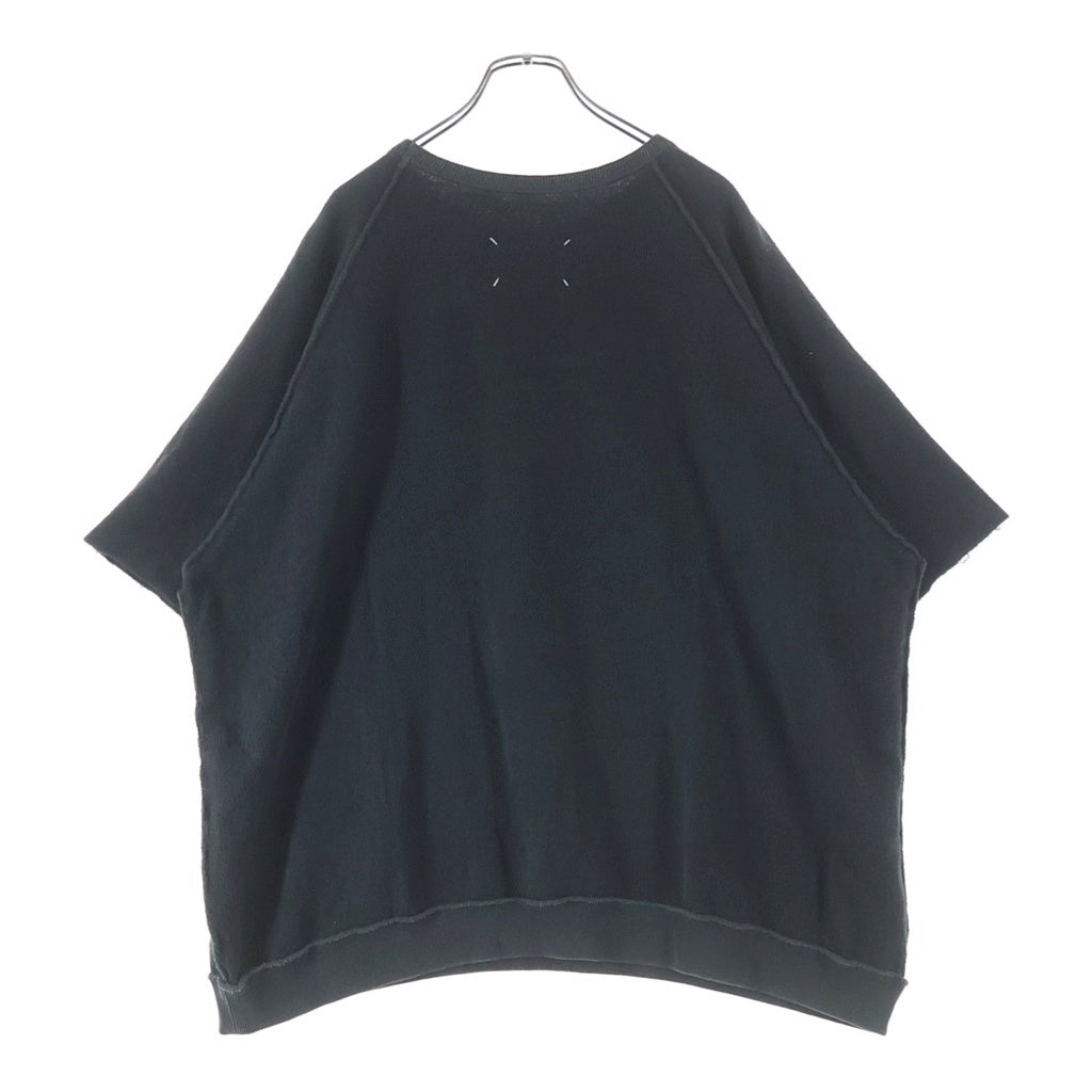 Maison Margiela(メゾンマルジェラ) 25SS ロゴ刺繍 スリーブカットオフ スウェット リバーシブル 半袖トレーナー ブラック