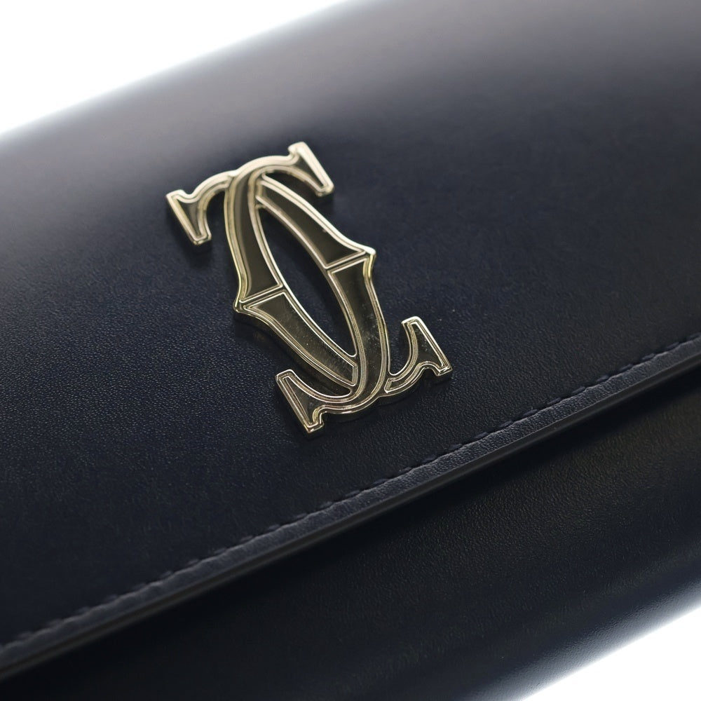 Cartier(カルティエ) ウォレット Cドゥ カルティエ フラップ付き ロングウォレット カーフスキン 長財布 ネイビー
