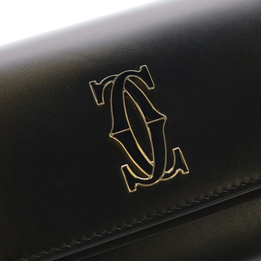 Cartier(カルティエ) ウォレット Cドゥ カルティエ フラップ付き ロングウォレット カーフスキン 長財布 ブラック レディース
