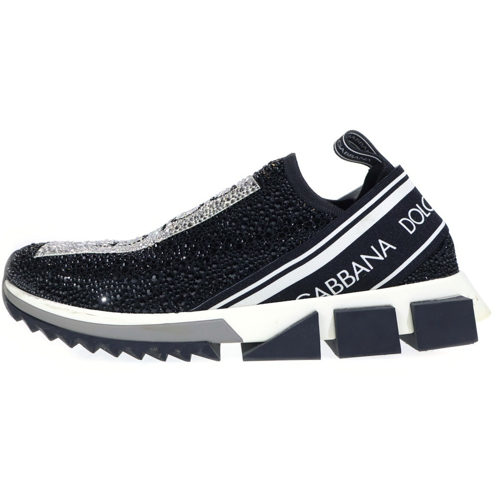 DOLCE & GABBANA(ドルチェアンドガッバーナ) SORRENTO Crystals ソレント クリスタルローカットスニーカー ブラック CS1724 AZ32