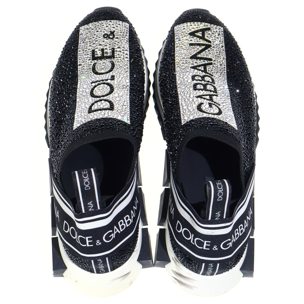 DOLCE & GABBANA(ドルチェアンドガッバーナ) SORRENTO Crystals ソレント クリスタルローカットスニーカー ブラック CS1724 AZ32
