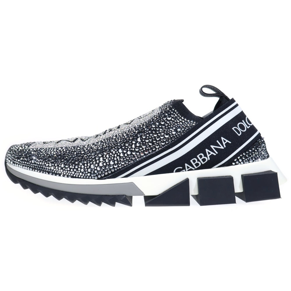 DOLCE & GABBANA(ドルチェアンドガッバーナ) SORRENTO Crystals ソレント クリスタルローカットスニーカー ブラック CS1724 AZ183