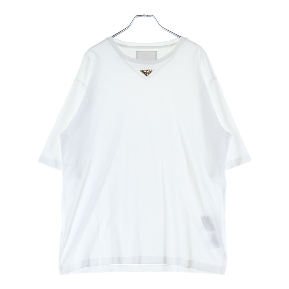 PRADA(プラダ) 23SS トライアングルロゴ 三角プレート 半袖Tシャツ カットソー ホワイト UJN861 S232 240