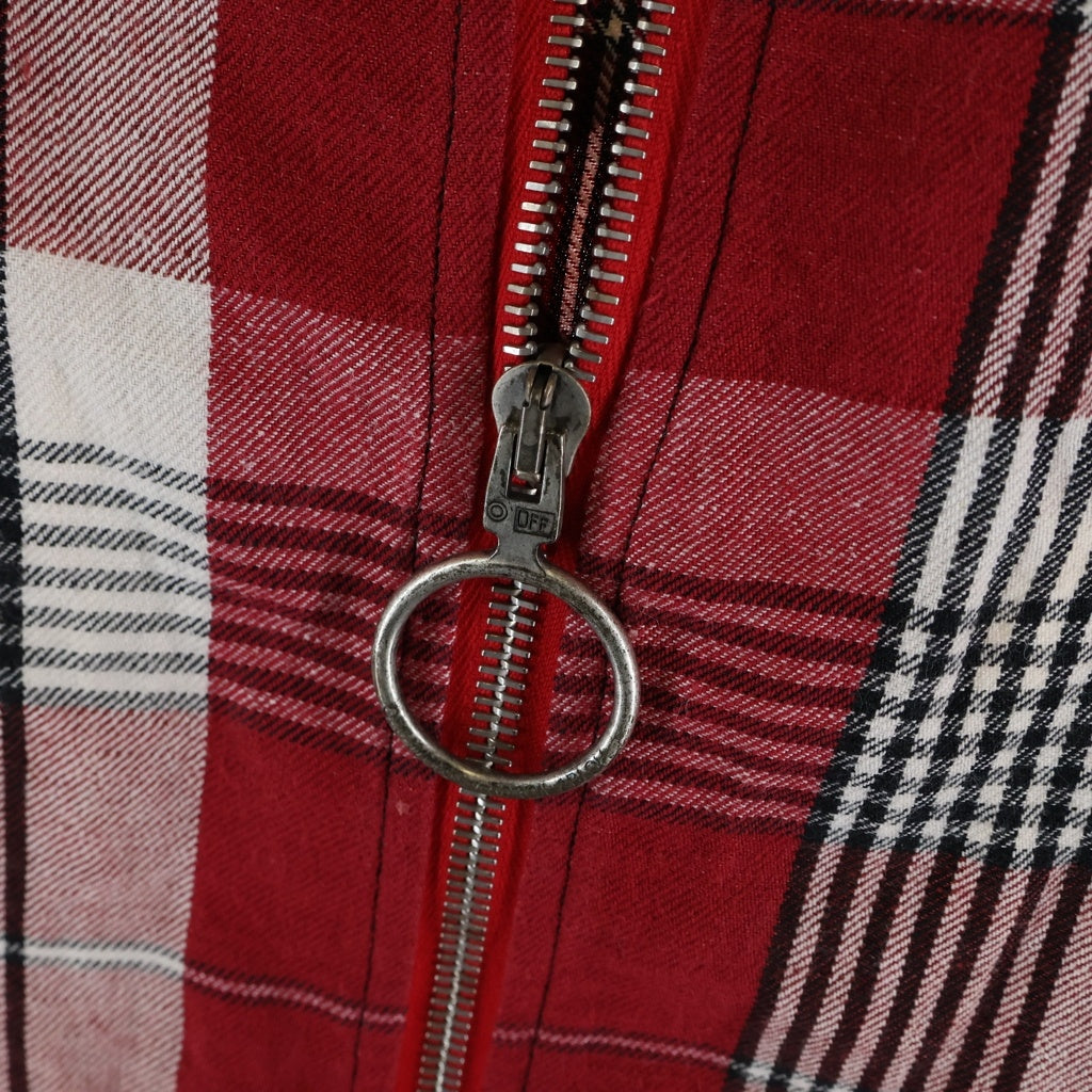 OFF-WHITE(オフホワイト) 19SS Diag Zip Check Shirt バックプリント チェック ジップアップ 長袖シャツ レッド OMGA077S19D21017
