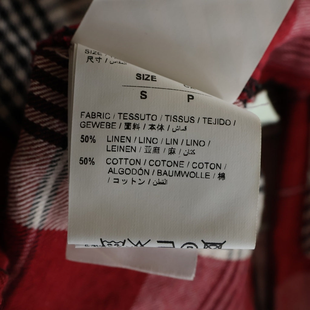 OFF-WHITE(オフホワイト) 19SS Diag Zip Check Shirt バックプリント チェック ジップアップ 長袖シャツ レッド OMGA077S19D21017