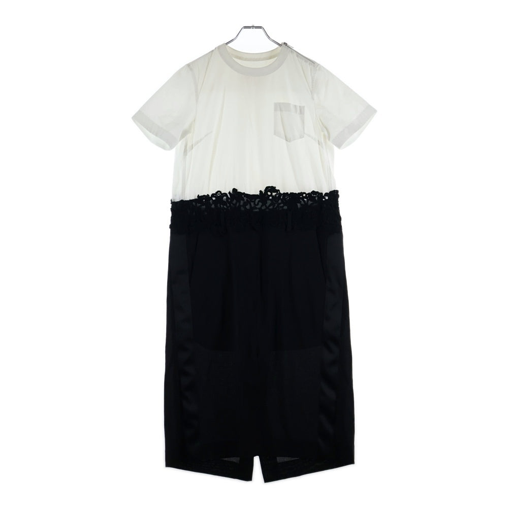 Sacai(サカイ) 21SS ショルダージップ ドッキング ワンピース オールインワン レディース 21-05594 ホワイト/ブラック