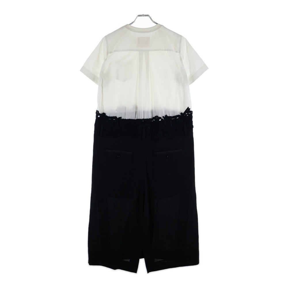Sacai(サカイ) 21SS ショルダージップ ドッキング ワンピース オールインワン レディース 21-05594 ホワイト/ブラック