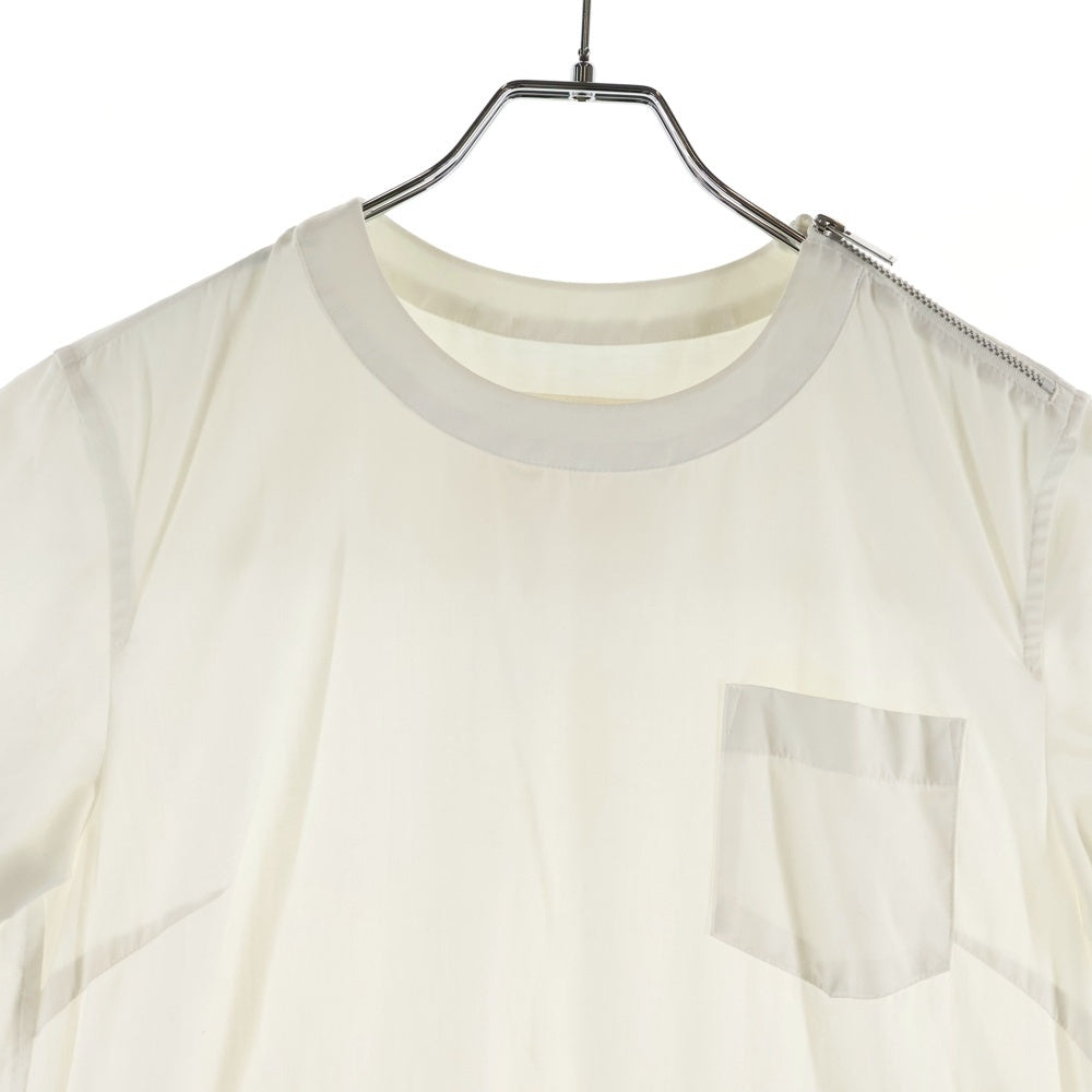 Sacai(サカイ) 21SS ショルダージップ ドッキング ワンピース オールインワン レディース 21-05594 ホワイト/ブラック