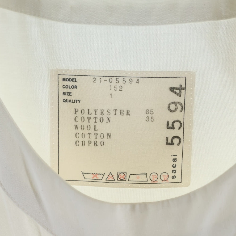 Sacai(サカイ) 21SS ショルダージップ ドッキング ワンピース オールインワン レディース 21-05594 ホワイト/ブラック