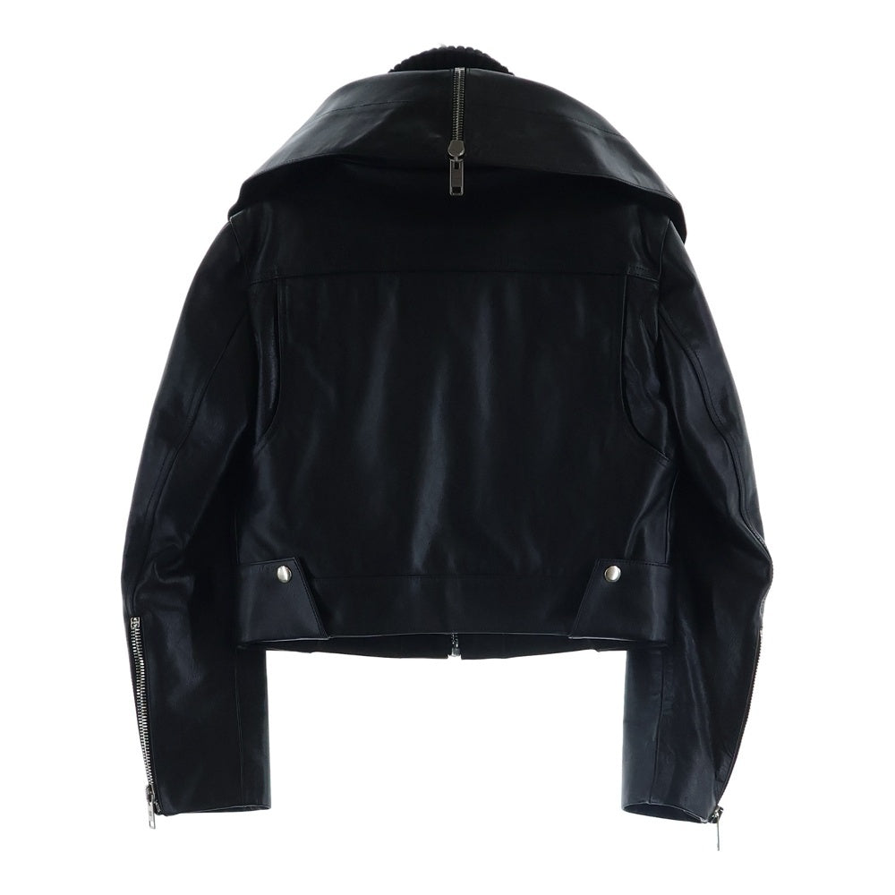 GIVENCHY(ジバンシィ) Leather Crop Biker Jacketレザー クロップ バイカー ジャケット レイヤード ショートブルゾン ブラック レディース BW00DY610U