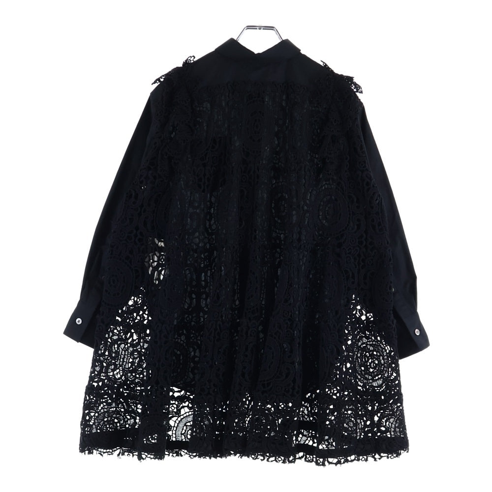 Sacai(サカイ) レース 切り替え ドレスシャツ 長袖 ブラック レディース 18-03879