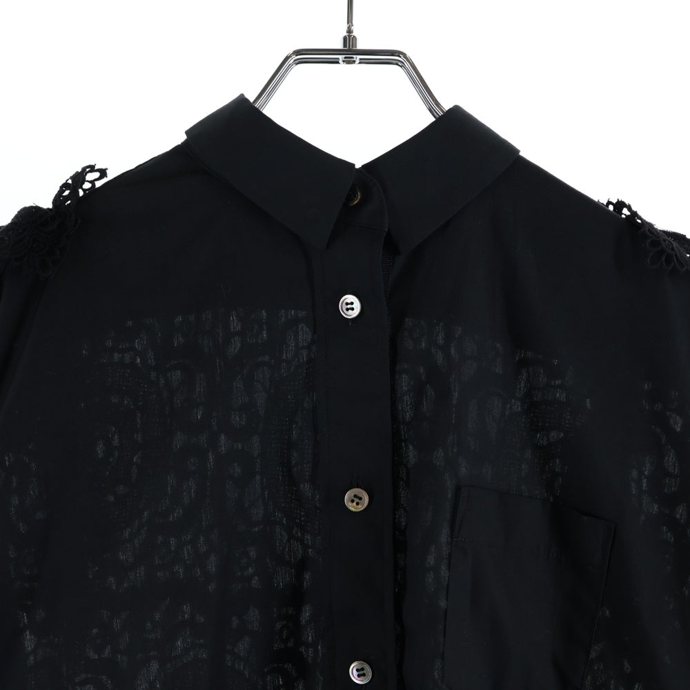 Sacai(サカイ) レース 切り替え ドレスシャツ 長袖 ブラック レディース 18-03879