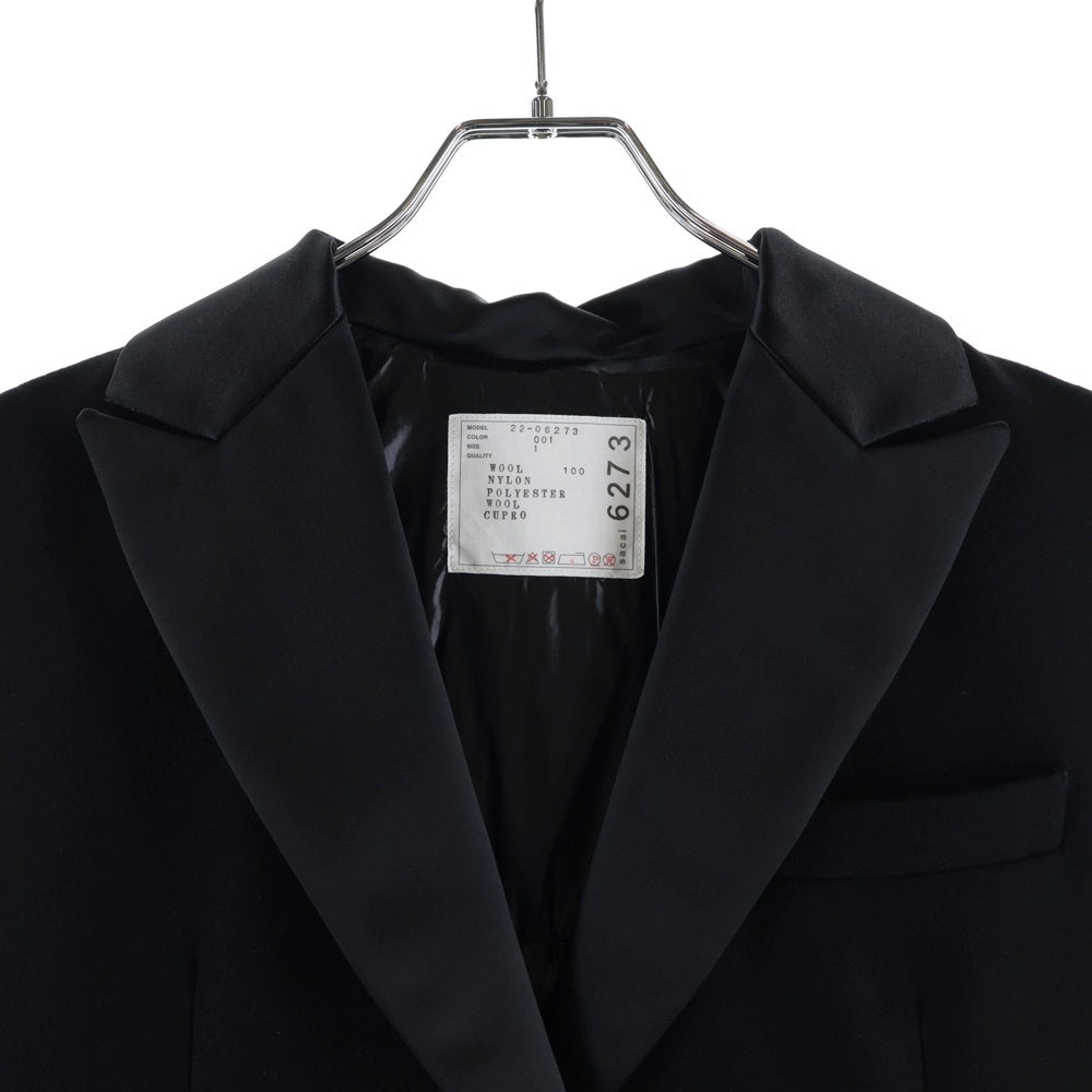 Sacai(サカイ) WOOL MELTON SLEEVELESS PADDED COAT 22-06273 ノースリーブ ウール パディッド切替 ロングコート ブラック レディース