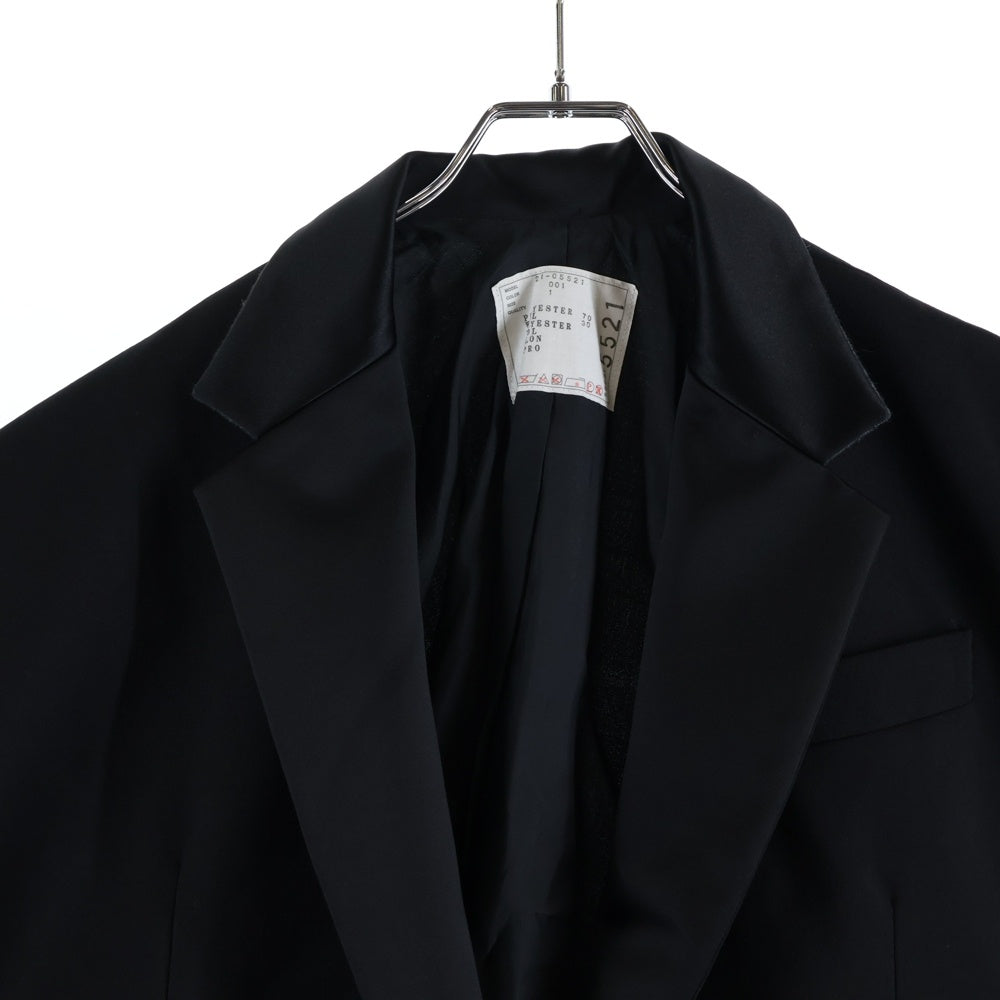 Sacai(サカイ) ポリエステル ウール 切り替 ノースリーブ テーラードジャケット ベスト ジレ ブラック レディース 21-05521