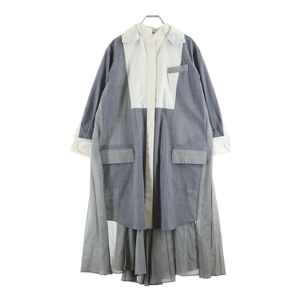 Sacai(サカイ) 21SS レイヤードデザイン バックプリーツ シャツワンピース グレー レディース 21-05524