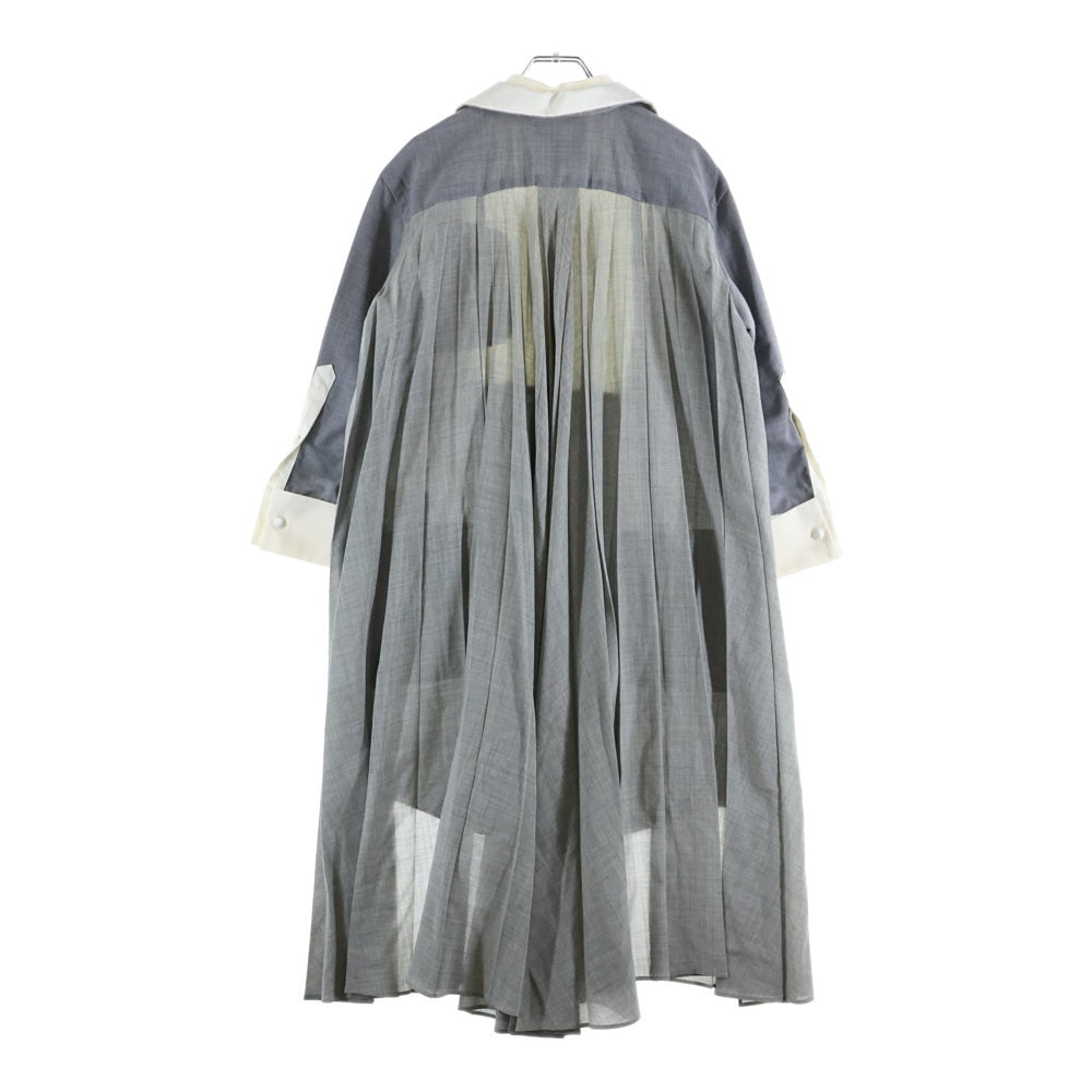 Sacai(サカイ) 21SS レイヤードデザイン バックプリーツ シャツワンピース グレー レディース 21-05524