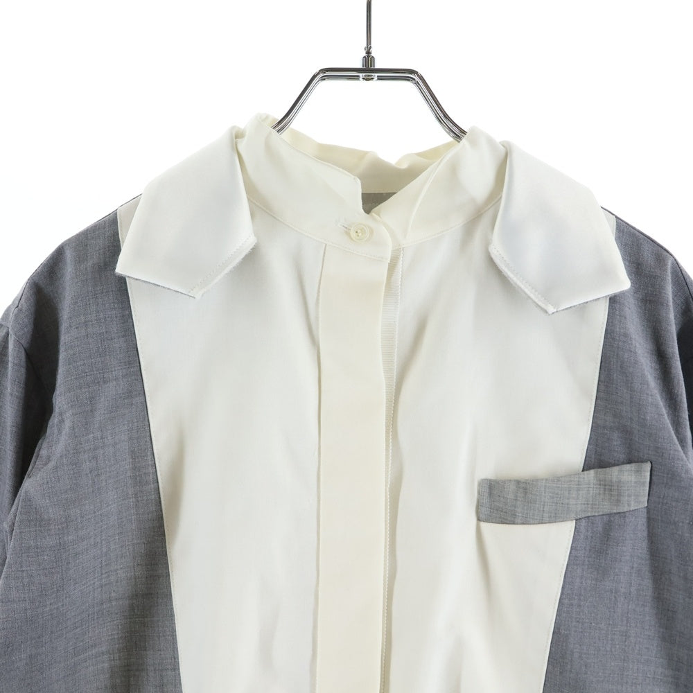 Sacai(サカイ) 21SS レイヤードデザイン バックプリーツ シャツワンピース グレー レディース 21-05524