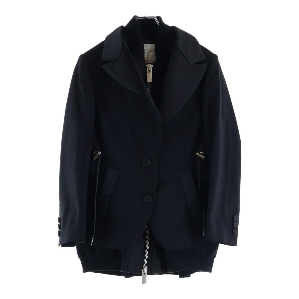 Sacai(サカイ) MA-1 テーラード ドッキング レイヤードジャケット ブラック レディース 21-05644
