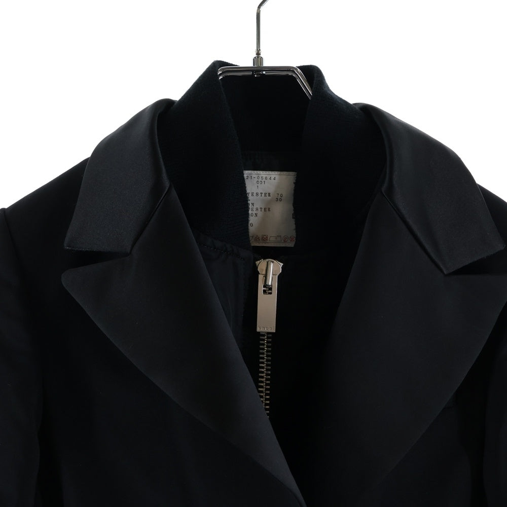 Sacai(サカイ) MA-1 テーラード ドッキング レイヤードジャケット ブラック レディース 21-05644