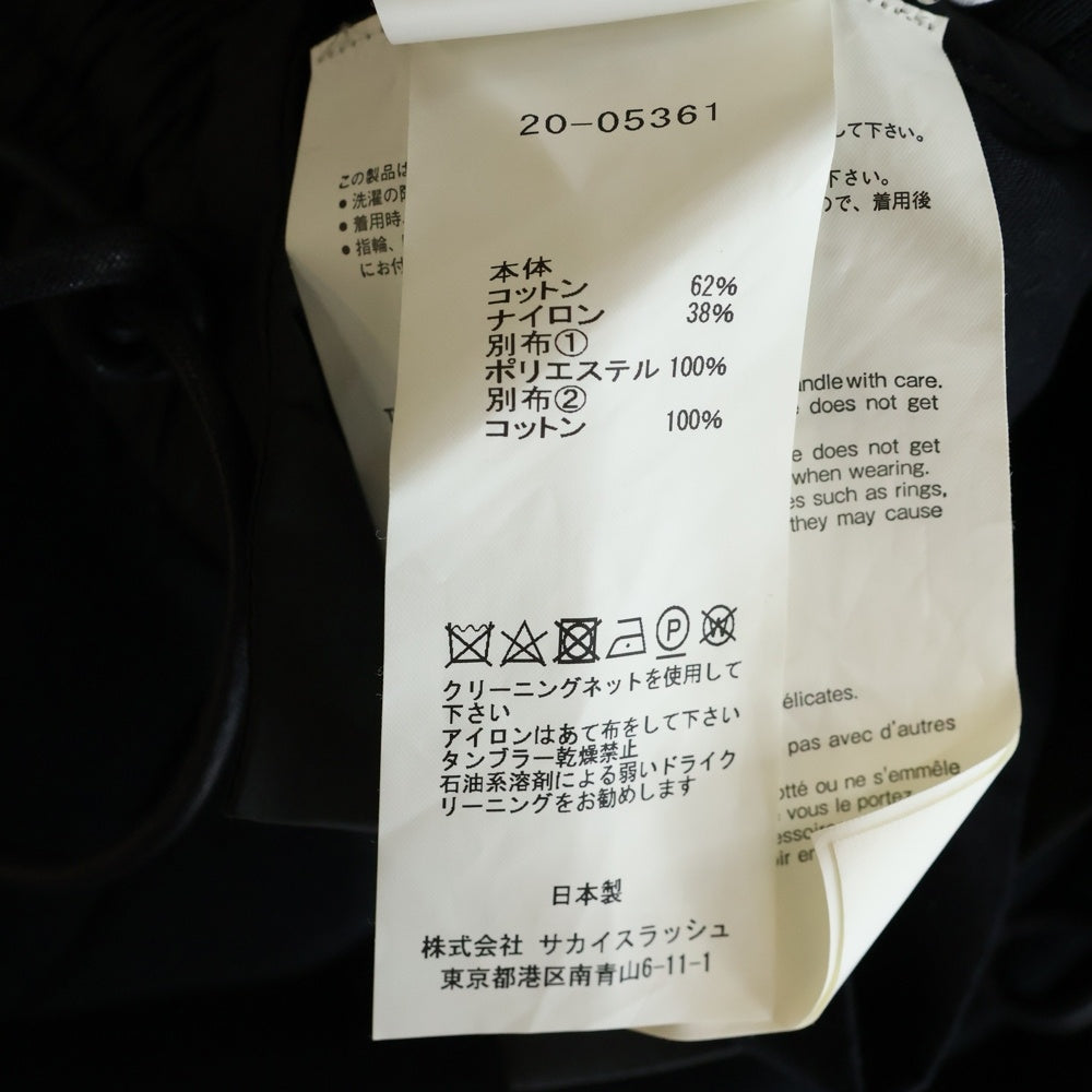 Sacai(サカイ) 20AW コットン ナイロン ジップアップフーディー ドッキング ワンピース レディース ブラック 20-05361