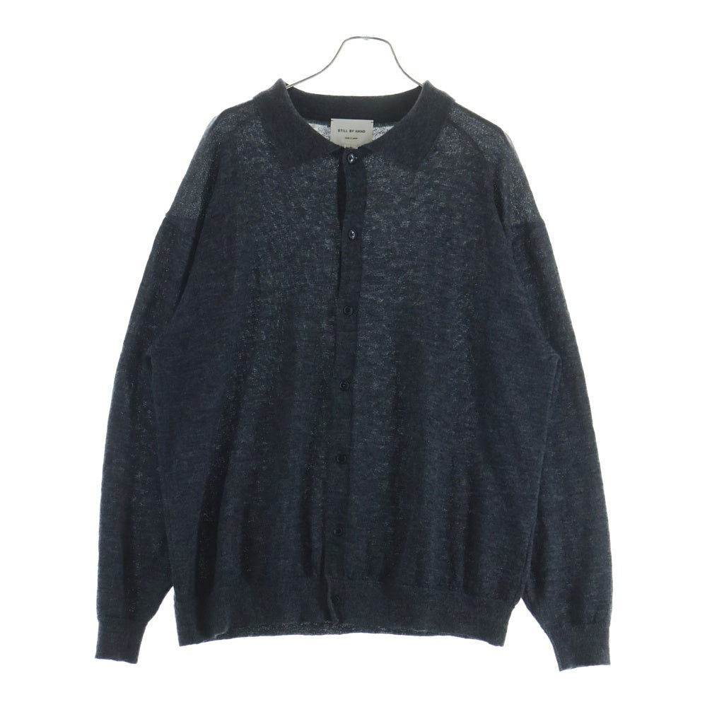 STILL BY HAND(スティルバイハンド) 25AW Kid Mohair 12G Knit Cardigan モヘア ニット ポロ カーディガン グレー KN01254