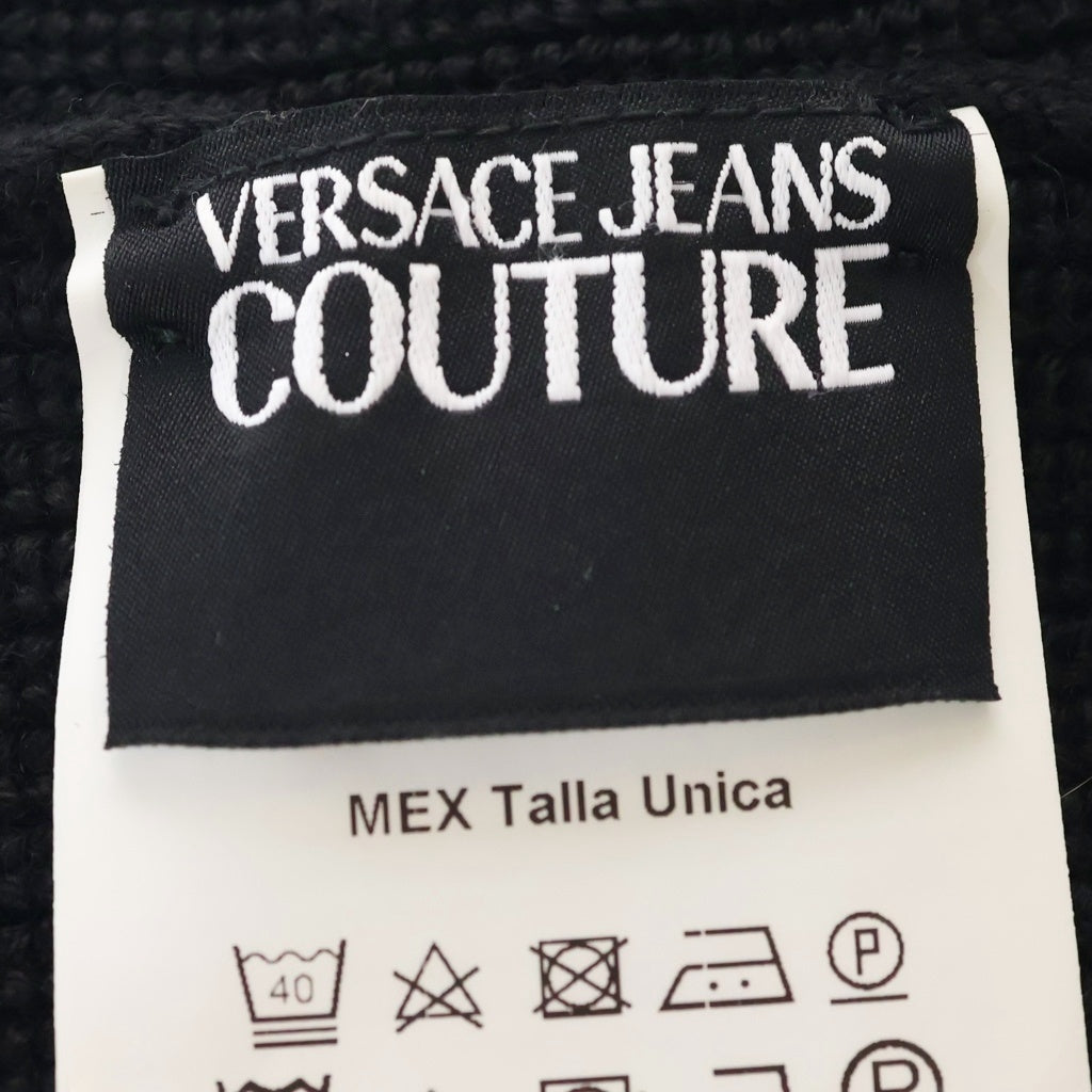 VERSACE(ヴェルサーチ) ロゴジャガード ニットキャップ 帽子 ブラック