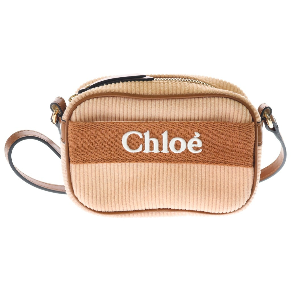Chloe(クロエ) コーデュロイ ミニ ロゴショルダーバッグ ピンク レディース