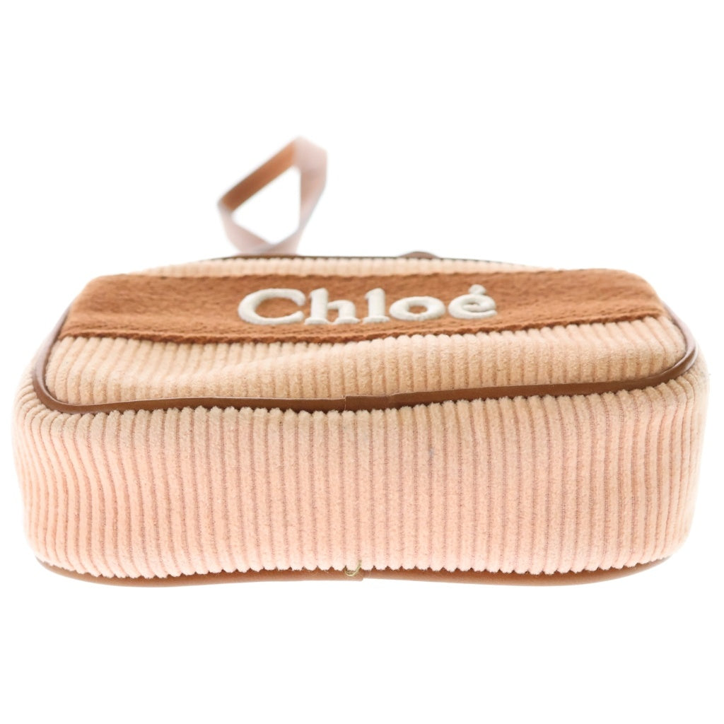 Chloe(クロエ) コーデュロイ ミニ ロゴショルダーバッグ ピンク レディース