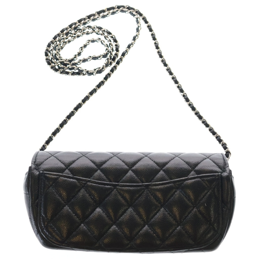 CHANEL(シャネル) キャビアスキン マトラッセ レザー チェーンショルダー アイウェアケース ブラック AP2044 31番台 レディース