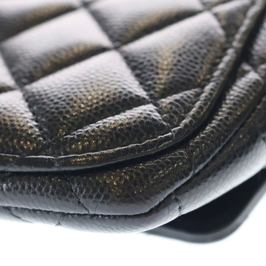 CHANEL(シャネル) キャビアスキン マトラッセ レザー チェーンショルダー アイウェアケース ブラック AP2044 31番台 レディース