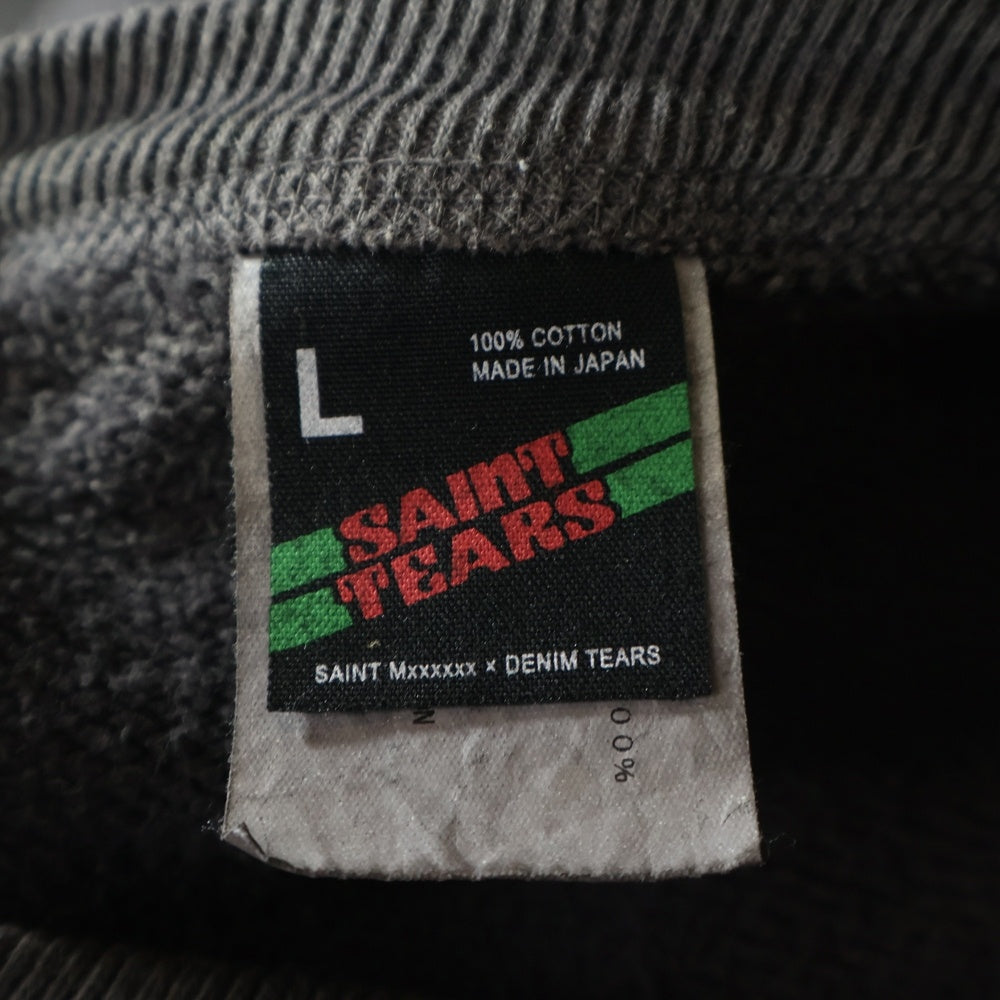 SAINT MICHAEL(セントマイケル) 21AW ×DENIM TEARS デニムティアーズロゴプリント クルーネック スウェットトレーナー チャコールグレー SM-A21-0000-050