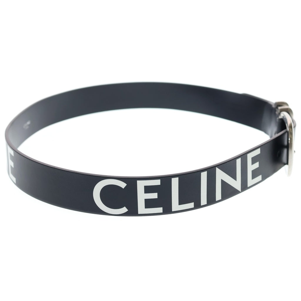 CELINE(セリーヌ) ロゴプリント レザー ウエスタン ベルト ブラック