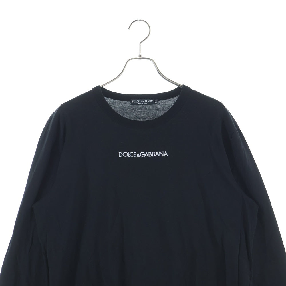 DOLCE & GABBANA(ドルチェアンドガッバーナ) ロゴ刺繡 クルーネック ロングスリーブ長袖Tシャツカットソー ブラック G8KF6Z