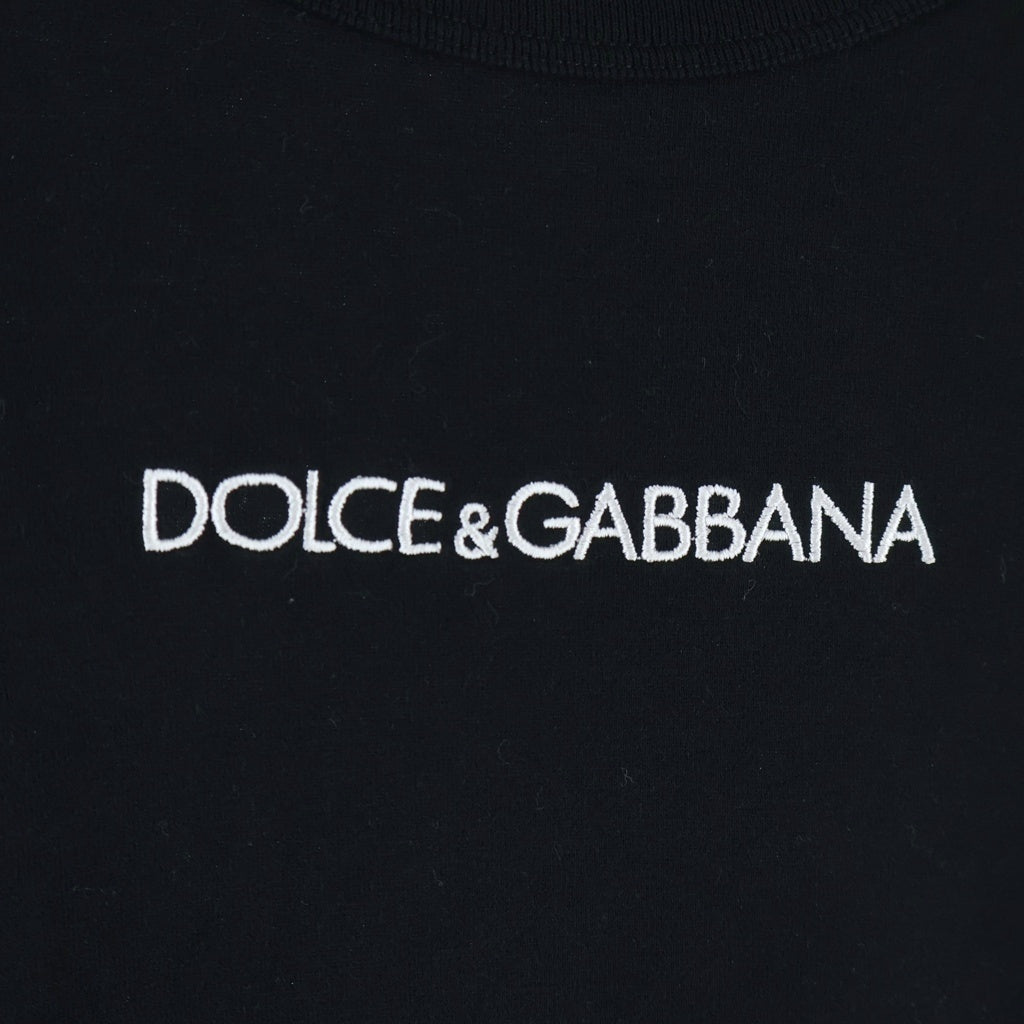 DOLCE & GABBANA(ドルチェアンドガッバーナ) ロゴ刺繡 クルーネック ロングスリーブ長袖Tシャツカットソー ブラック G8KF6Z