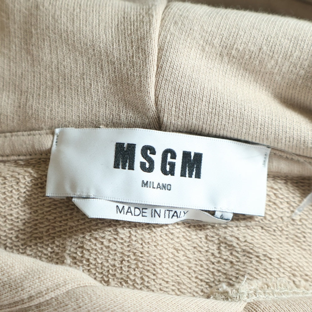 MSGM(エムエスジーエム) ロゴパッチワーク スウェット プルオーバーパーカー ブラウン 3140MM92