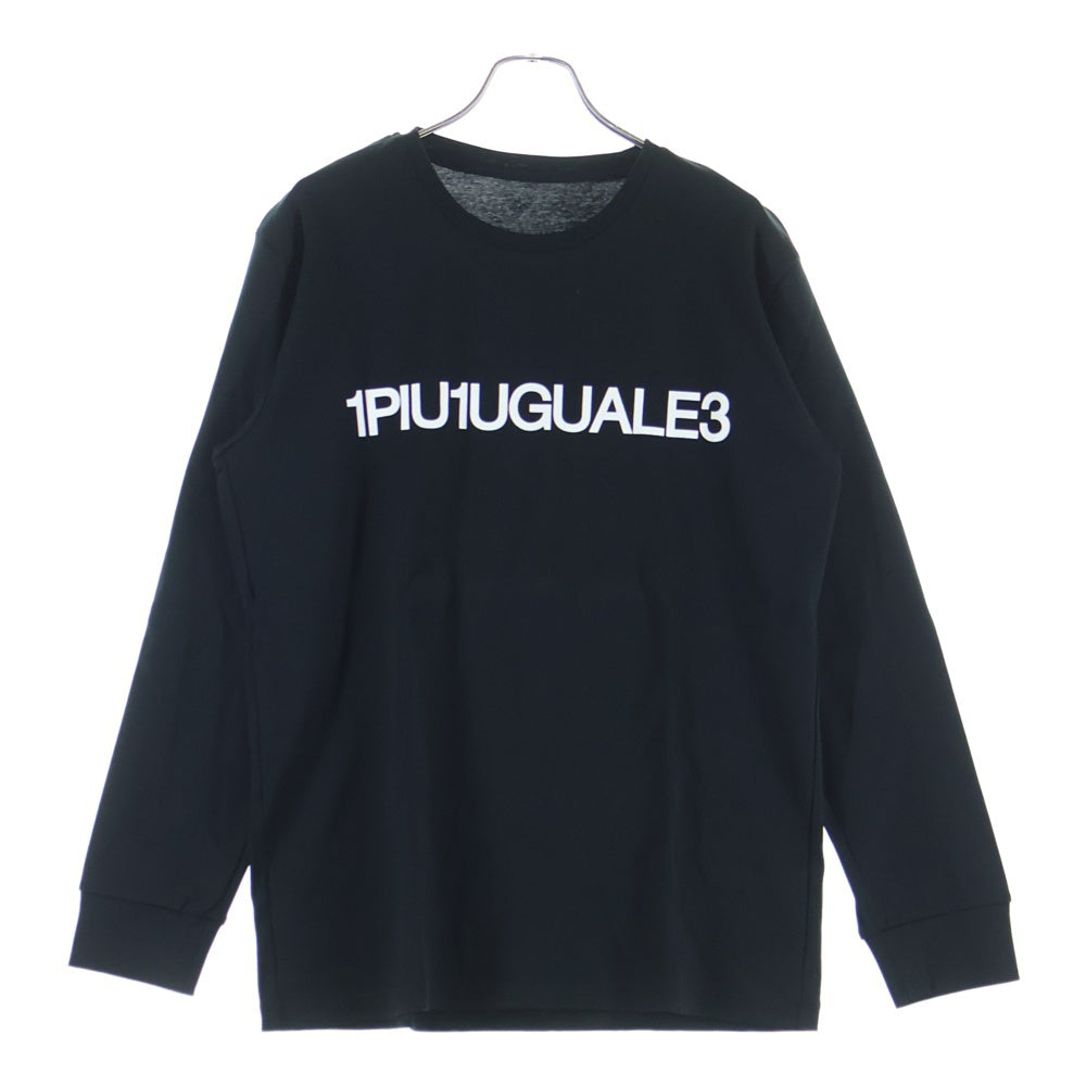 1 PIU 1 UGUALE 3(ウノピゥウノウグァーレトレ) ロゴプリント クルーネック ロングスリーブ長袖Tシャツカットソー ブラック MRT216