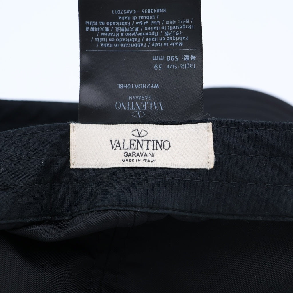 VALENTINO GARAVANI(ヴァレンチノガラヴァーニ) ロゴ刺繍 ナイロン キャップ 帽子 ブラック WY2HDA10HBL レディース