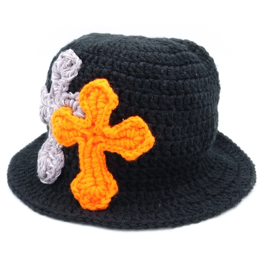 Y.A.R.N(ヤーン) 24AW 3D Duble Cross Handmade Knit Hat ハンドメイド ダブルクロス ニットキャップ 帽子 ブラック レディース
