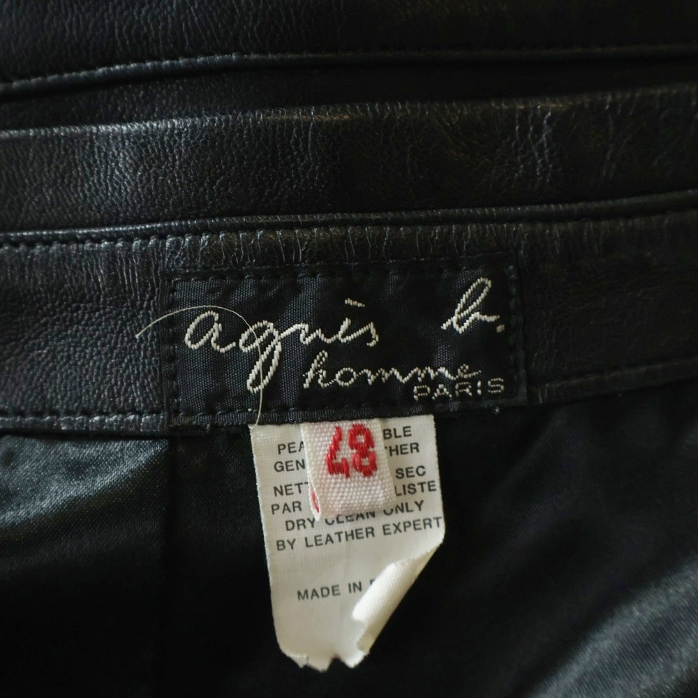 agnes b. homme(アニエスベーオム) 90S VINTAGE ヴィンテージ 2B レザー テーラードジャケット ブラック