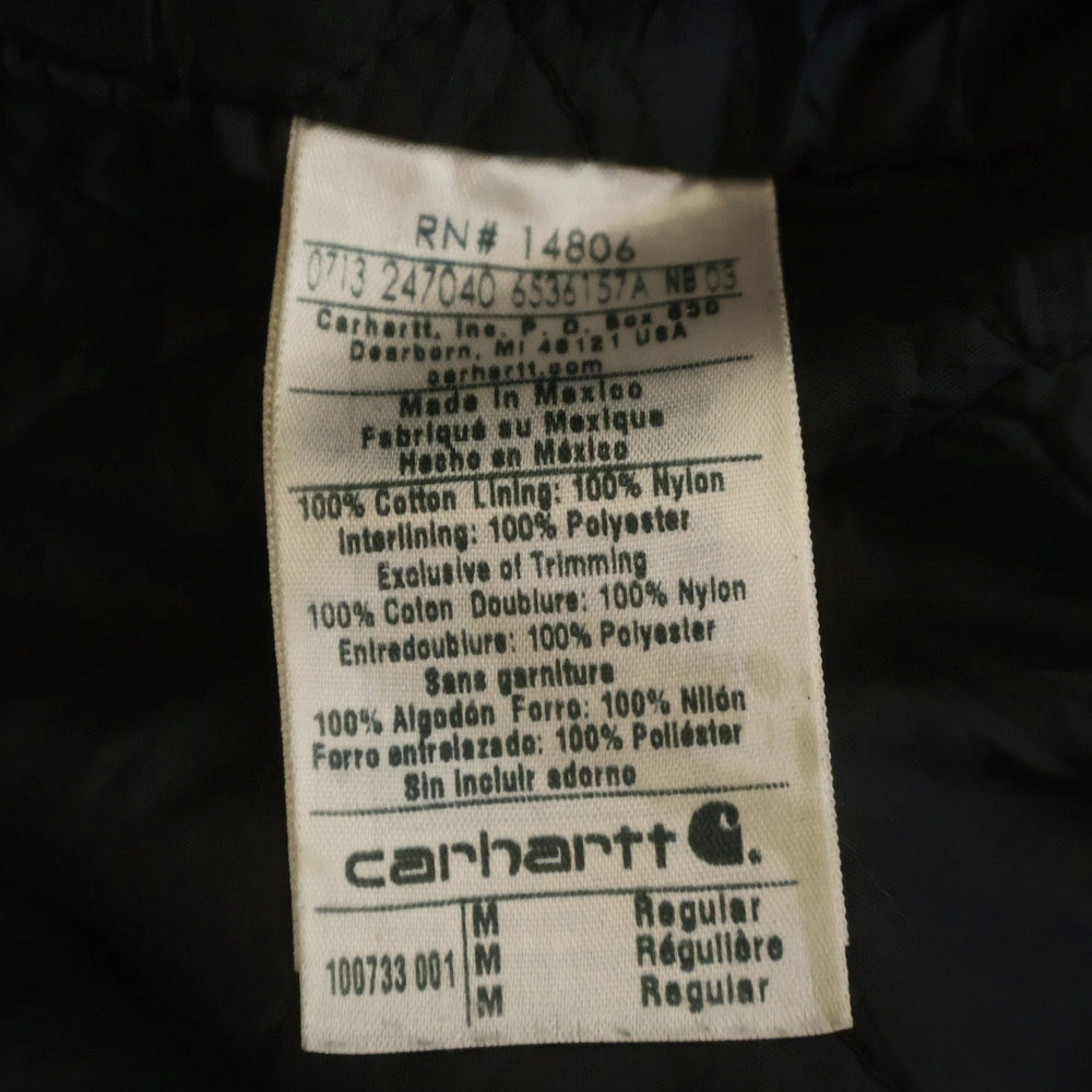 CARHARTT(カーハート) ダック地 ペイント 裏地キルティング ジップアップ パーカー ジャケット ブラック 100733 001