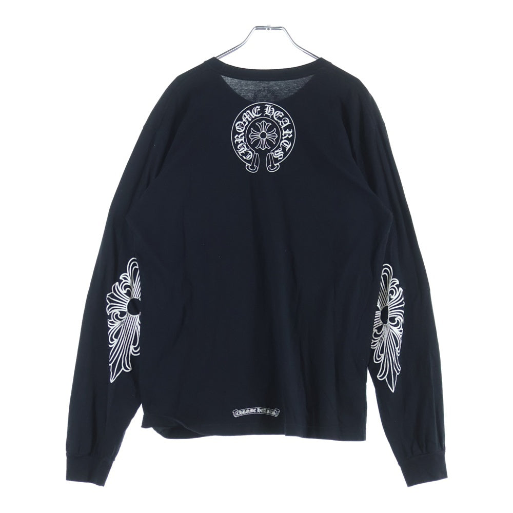 CHROME HEARTS(クロムハーツ) NECK LOGO L/S TEE ネックロゴプリント長袖Tシャツ ブラック/ホワイト