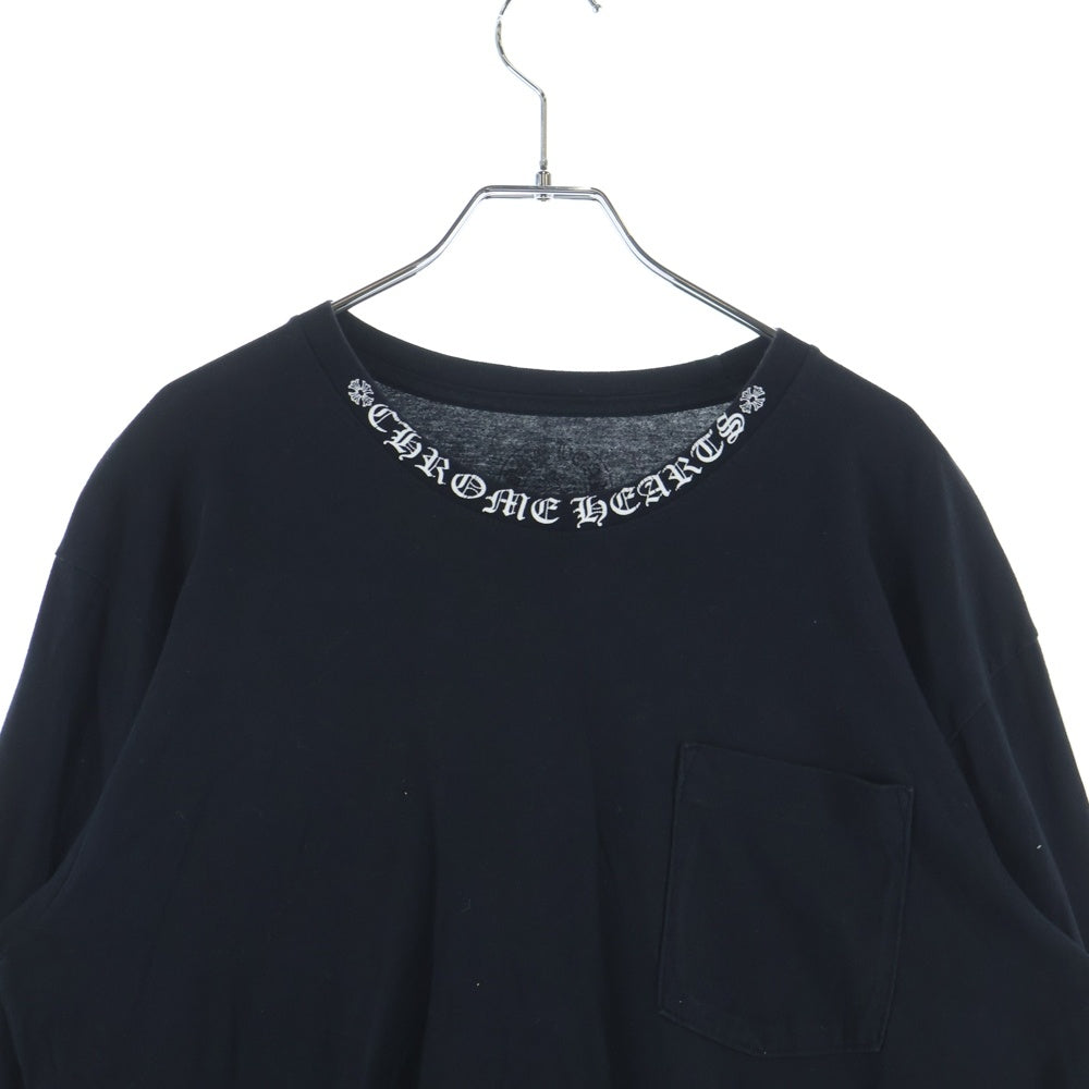 CHROME HEARTS(クロムハーツ) NECK LOGO L/S TEE ネックロゴプリント長袖Tシャツ ブラック/ホワイト